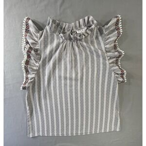 THML‎ sleeveless gray and white striped blouse Women's Medium Boho Chic